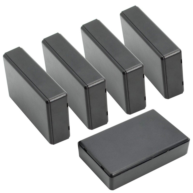 LeMotech Project Box, 5 Pieces ABS Electrical Box Small Junction Box for Electronics PCB Case,Electronic Hobby Box Black, Outside Size 3.6 x 2.3 x 0.9 inch (92 x 58 x 23 mm) - Image 1